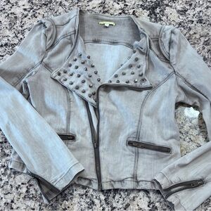 Gianni Bini Light Gray Studded Jean Jacket